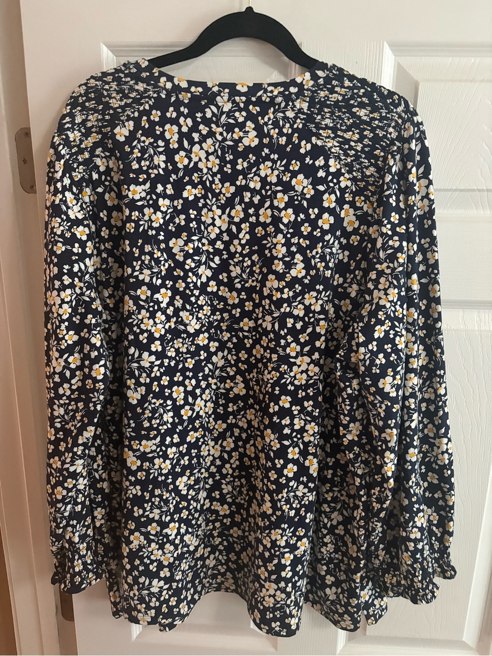 J. Jill smocked tunic floral long sleeve crewneck blouse top cotton ditsy 3X - Picture 2 of 5